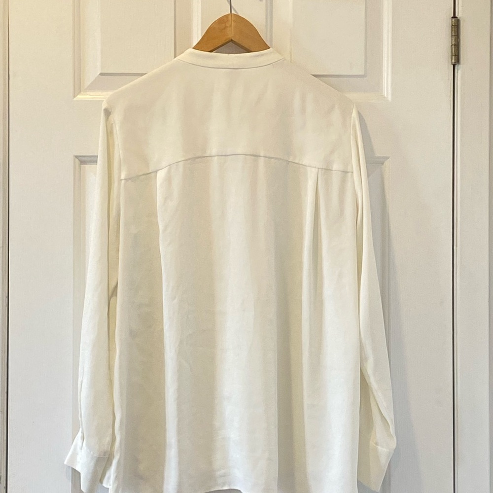 Anne Klein Ivory Tie-Neck Blouse Size 14 – Elegant Office Work Top - Picture 2 of 5